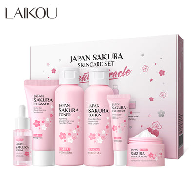 7-pieces Set Of Cherry Blossom Skin Care Cleansing