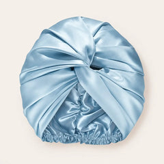 Light blue 19 momme mulberry silk bonnet by Revitalysse