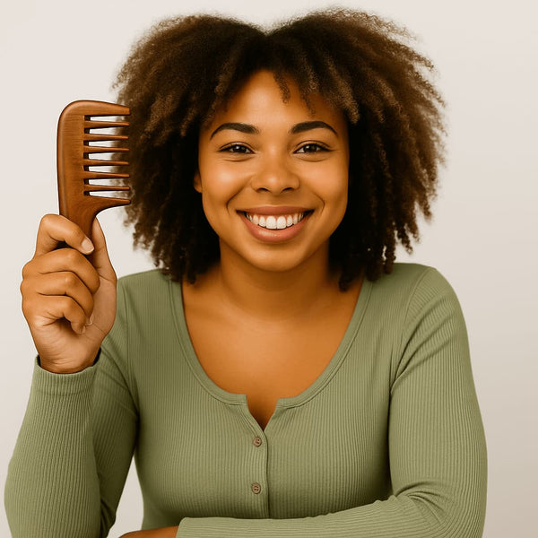 Wide Natural Wooden Comb – Gentle Detangling & Scalp Care