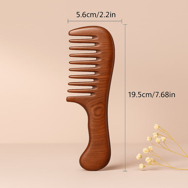 Wide Natural Wooden Comb – Gentle Detangling & Scalp Care