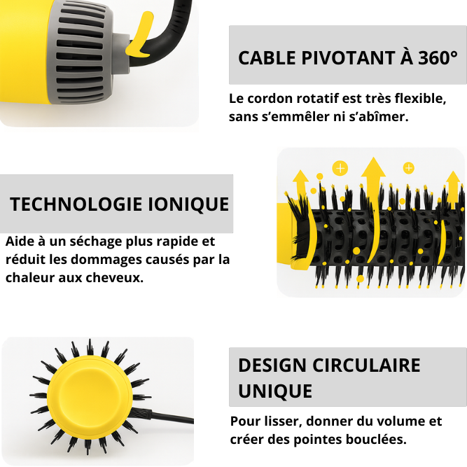 Brosse à Air Chaud ionique 4-en-1