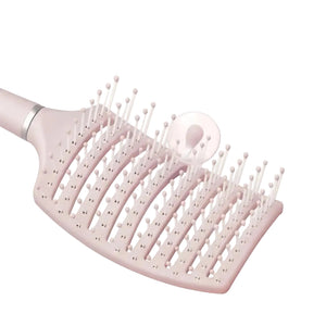 Close up of anti static brush vented bristles for gentle detangling