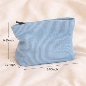 Blue toiletry bag size for hair accessories and heatless curlers