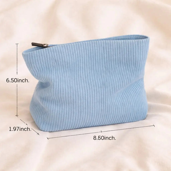 Blue toiletry bag size for hair accessories and heatless curlers
