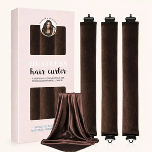 brown velvet heatless curlers set for overnight curls without heat