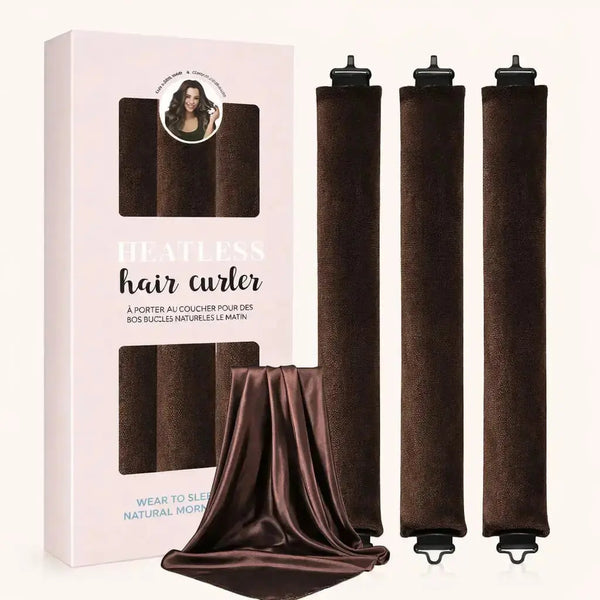 brown velvet heatless curlers set for overnight curls without heat