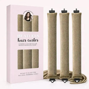 Champagne velvet heatless curlers set with satin scarf for overnight curls