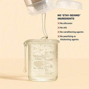 Clear shampoo texture with lightweight formula details