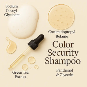 Color security shampoo ingredient highlights with green tea extract and glycerin
