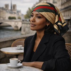 Hair scarf satin worn as an elegant headscarf for daily styling