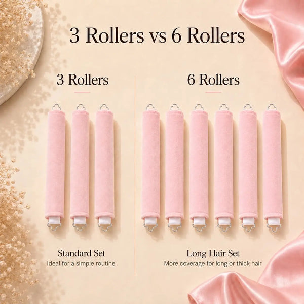 3 vs 6 velvet heatless curlers for standard and long hair routines
