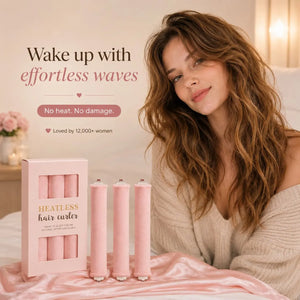 woman with soft waves using heatless curlers for overnight curls