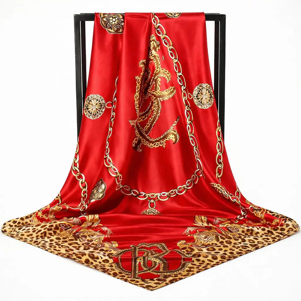 Red hair scarf satin for overnight curls and elegant styling