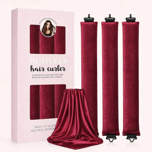 red velvet heatless curlers set for overnight curls without heat