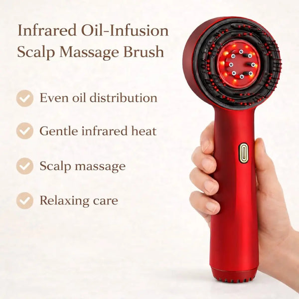 Scalp massager brush benefits with oil reservoir and soft silicone pins
